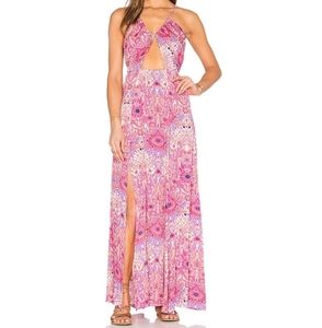 NWT Somedays Lovin Urban Outfitters Pink Paisley Boho Maxi Cutout Dress Sz M